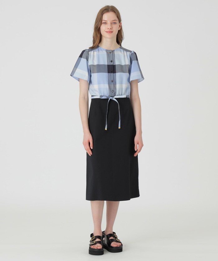 ブルーレーベル クレストブリッジ チェックライト クロッシングツイルコンビドレス クレストブリッジチェックライトクロッシングツイルコンビドレス