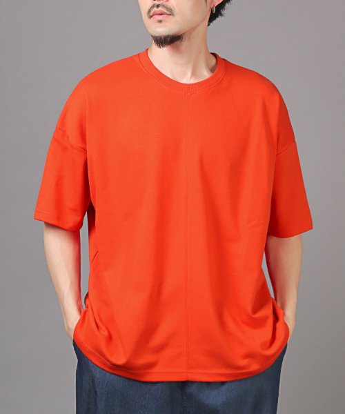 LUXSTYLE(ラグスタイル)/無地半袖Tシャツ/Tシャツ 半袖 メンズ レディース 半袖Tシャツ 無地 春 夏 無地Tシャツ オーバーサイズ/オレンジ