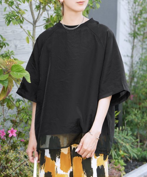 オーガンジー重ねラグラン半袖Tシャツ(day252630) 人気・おすすめ｜使いやすい・旅行におすすめ 品質保証 全国発送 正規品・日本国内発送・安心保証付き