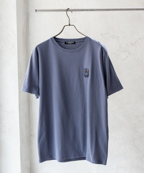 MAC HOUSE(men)(マックハウス（メンズ）)/T－GRAPHICS ティーグラフィックス 髭サガラ刺繍Tシャツ MC24－707－21T/ブルー