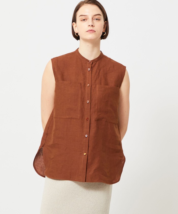 BEIGE 【Precious 8月号掲載】 BASILE / バンドカラーシャツ BROWN 32 BEIGE 【Precious 8月号掲載】 BASILE / バンドカラーシャツ BROWN 32