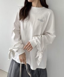 OLIVE des OLIVE(オリーブデオリーブ)/袖リボンビッグTシャツ　Tシャツ　ゆったり　オフィス　ガーリー　春　/オフ