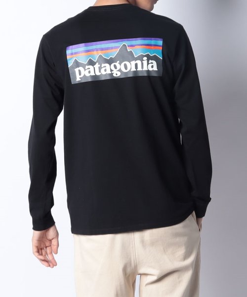 patagonia(パタゴニア)/【patagonia /パタゴニア】M's L/S P－6 Logo Responsibili Tee 長袖 ロンT プリントT ワンポイント バックプリント/ブラック 