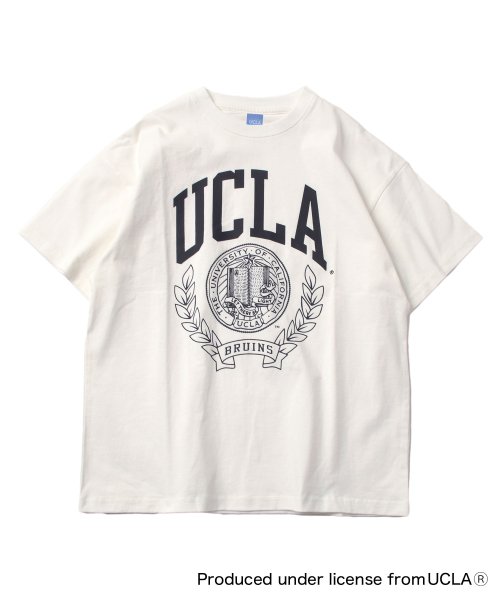 GLAZOS(グラソス)/【UCLA】コットン・半袖カレッジプリントTシャツ/ホワイト