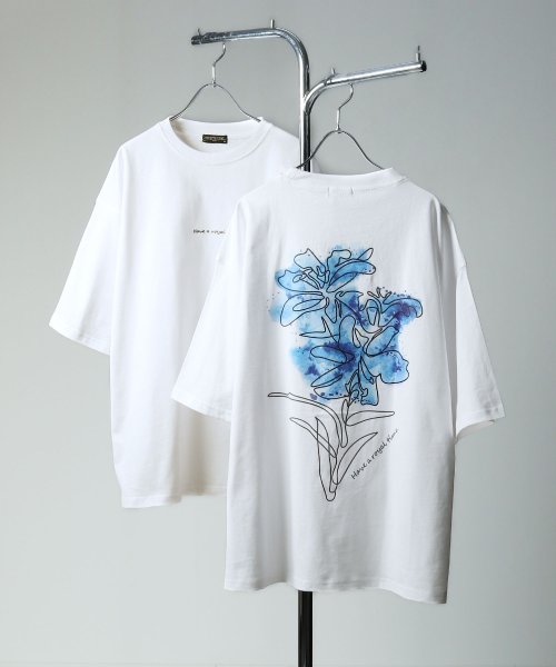 ZIP FIVE(ジップファイブ)/3パターン花柄Tシャツ/ホワイト
