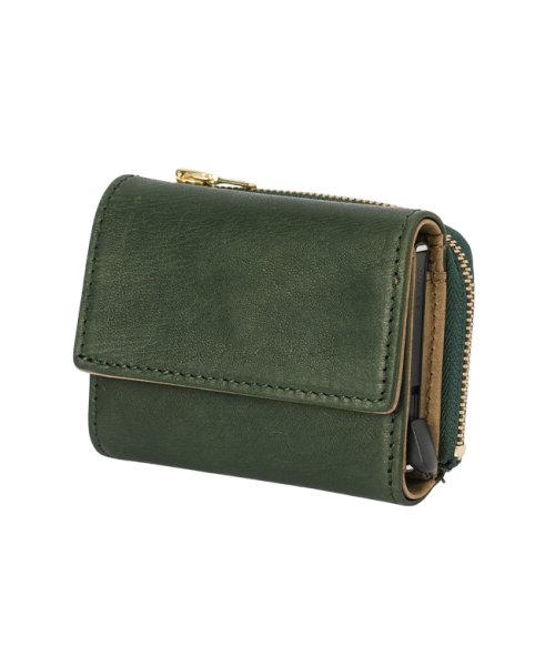 (CACT'A)(カクタ)/カクタ 三つ折り財布 ミニ財布 ミニウォレット メンズ レディース ブランド レザー 本革 スキミング防止 小さい財布 CACTA 2042/グリーン