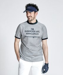 Munsingwear(マンシングウェア)/SUNSCREENボーダー半袖モックネックシャツ/ネイビー