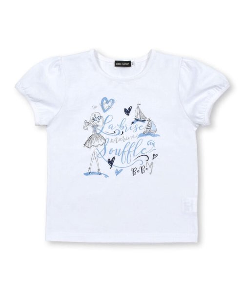 BeBe(ベベ)/マリンGIRL天竺パフスリーブTシャツ(90~150cm)/ホワイト