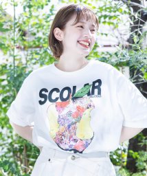 ScoLar(スカラー)/宇宙を秘めた花柄リンゴTシャツ/オフホワイト