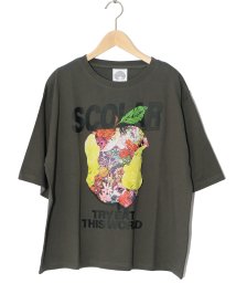 ScoLar(スカラー)/宇宙を秘めた花柄リンゴTシャツ/チャコールグレー