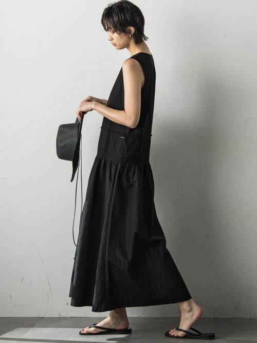 異素材ドッキングドロストカットワンピース≪洗濯機で洗える≫ 