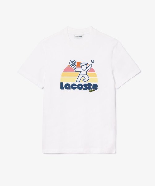 LACOSTE Mens(ラコステ　メンズ)/テニスプレイヤーグラフィックプリントクルーネックTシャツ/ホワイト