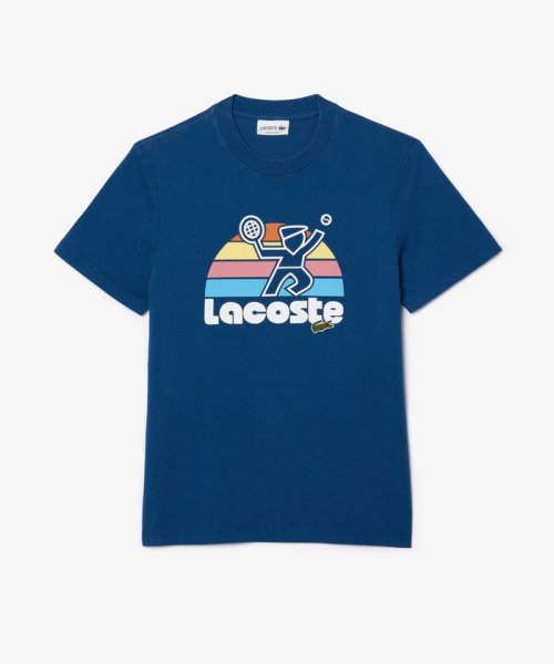 LACOSTE Mens(ラコステ　メンズ)/テニスプレイヤーグラフィックプリントクルーネックTシャツ/ダークブルー