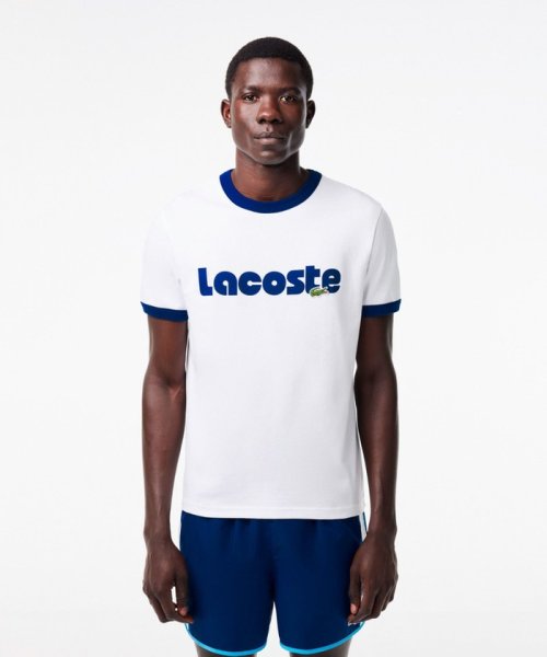 LACOSTE Mens(ラコステ　メンズ)/ネームプリントトリムTシャツ/ホワイト