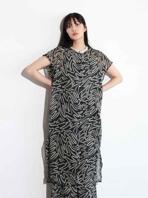 ウェーブペイントシアーワンピース 