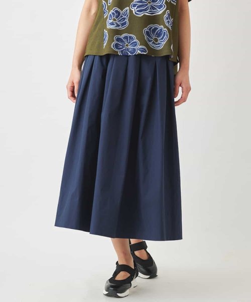 タイプライターフレアスカート /洗濯機で洗える カワイイ/異素材重なるデザインのアーバンロングスカート KUE1865263655(14300円)