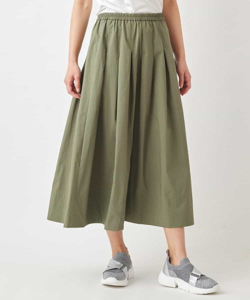 タイプライターフレアスカート /洗濯機で洗える カワイイ/異素材重なるデザインのアーバンロングスカート KUE1865263655(14300円)