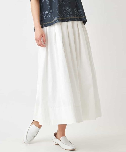 タイプライターフレアスカート /洗濯機で洗える カワイイ/異素材重なるデザインのアーバンロングスカート KUE1865263655(14300円)