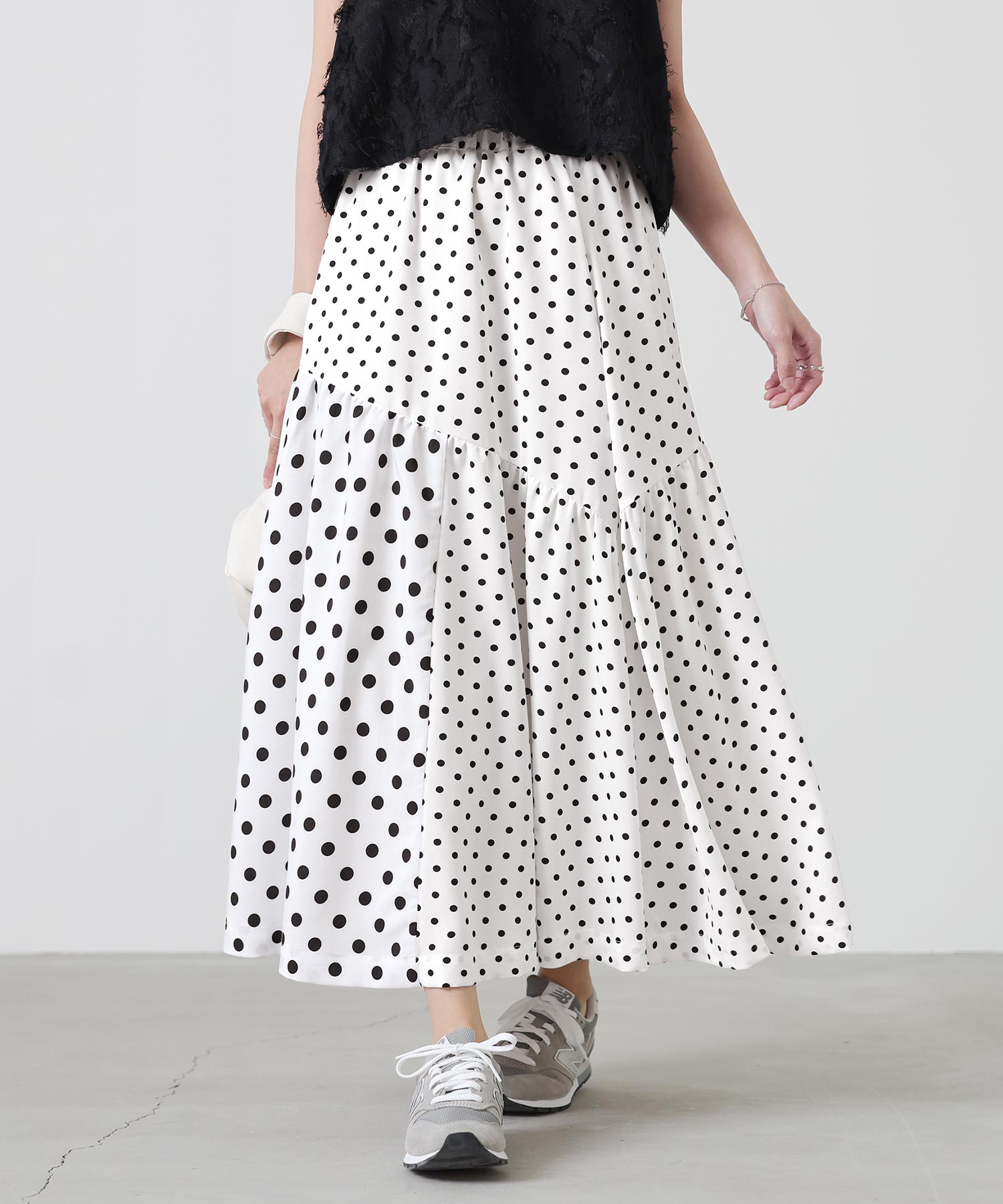 セール】『ドット柄切り替えスカート』(506170025) | オシャレ  