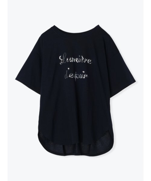 Re-J＆SUPURE(リジェイアンドスプル)/天竺スパンコールロゴTシャツ/紺