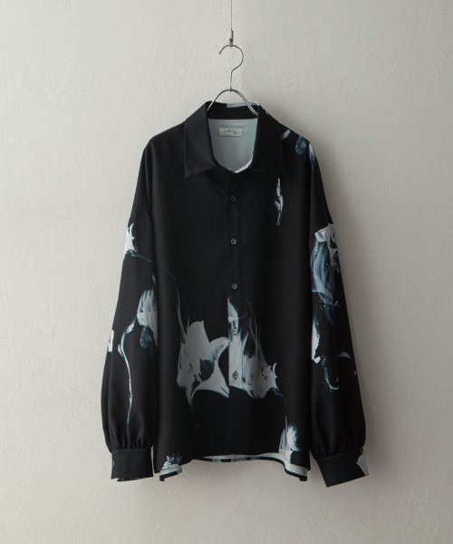 Nilway(ニルウェイ)/Assorted design pattern shirt/ブラック