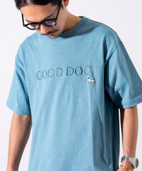 GLOSTER(GLOSTER)/【GLOSTER/グロスター】フレンチブルドッグ刺繍 GOOD DOG Tシャツ/ミント