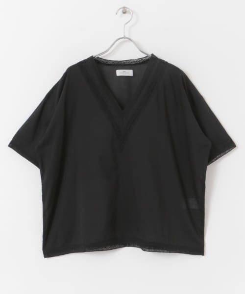 URBAN RESEARCH DOORS(アーバンリサーチドアーズ)/SOIL　V－NECK LACE PULLOVER/BLK