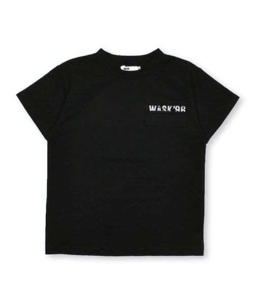 WASK(ワスク)/【接触冷感】胸ポケットバックSUMMERプリント天竺Tシャツ(100~160cm/ブラック