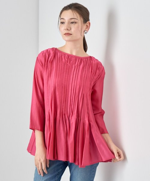 シアーオーガンジーマチフレア ブラウス ：model 168cm