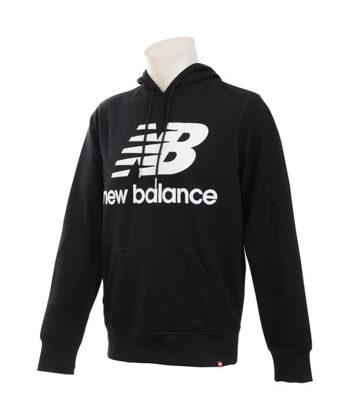 new balance(ニューバランス)/NB ESSENTIALS スタックドロゴ スウェットフーディ/ブラック