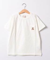petit main(プティマイン)/【タフコットン】クマ刺しゅうTシャツ/オフホワイト