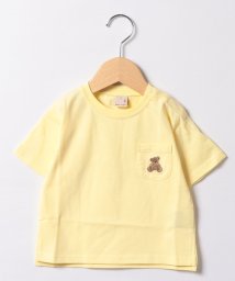 petit main(プティマイン)/【タフコットン】クマ刺しゅうTシャツ/イエロー