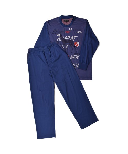 アダバット adabat ルームウェア 部屋着 パジャマ セットアップ ナイトウェア メンズ 前開き 上着 チャコール ネイビー 0228－95 アダバット adabat