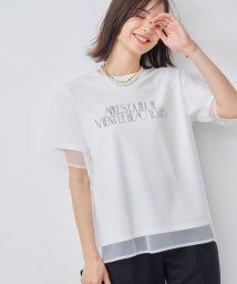 KUMIKYOKU（LARGE SIZE）(組曲（大きいサイズ）)/【WEB限定】チュールレイヤードロゴTシャツ/アイボリー系