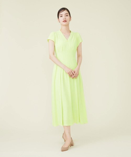 Sybilla(シビラ)/タッキングデザインドレス/ライトライムイエロー