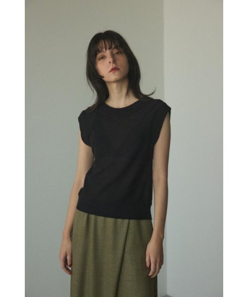 BLACK BY MOUSSY(ブラックバイマウジー)/back button knit tops/BLK