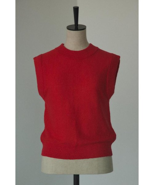 BLACK BY MOUSSY(ブラックバイマウジー)/back button knit tops/RED
