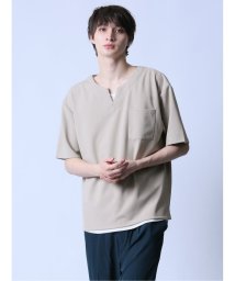 semanticdesign(セマンティックデザイン)/KAITEKI+ キーネック半袖Tシャツ&タンクトップ アンサンブル/ベージュ
