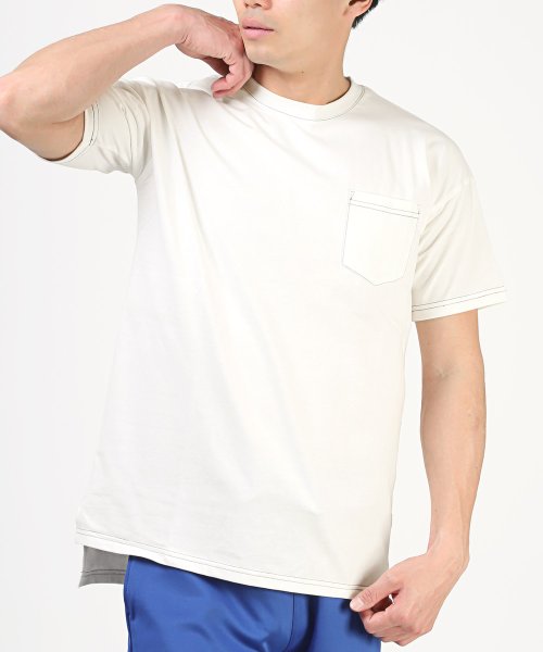 LUXSTYLE(ラグスタイル)/無地胸ポケット半袖Tシャツ/Tシャツ 半袖 メンズ 半袖Tシャツ ポケットTシャツ 春夏 無地 ビッグシルエット/ホワイト