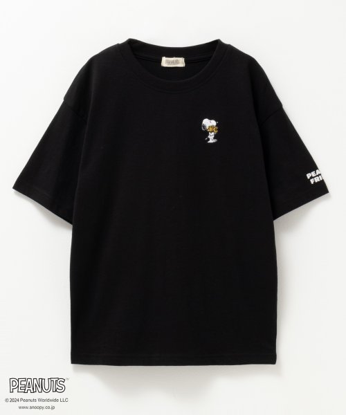 MAC HOUSE(kid's)(マックハウス（キッズ）)/PEANUTS SNOOPY ワンポイント刺繍Tシャツ 335157203－A/ブラック
