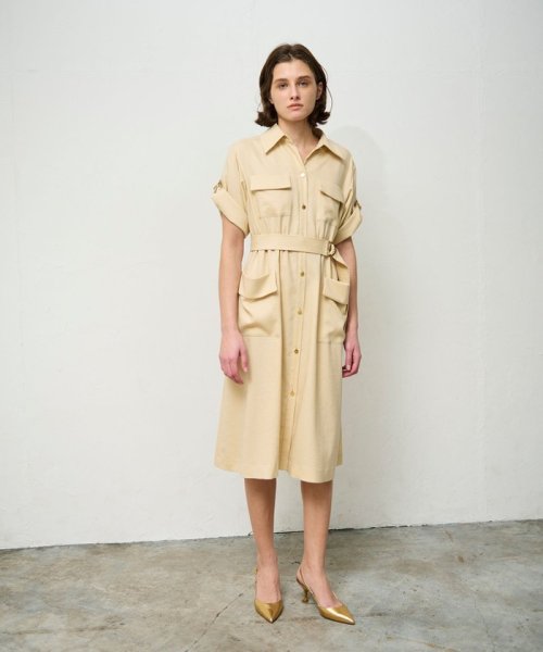 リネンタッチサファリドレス 