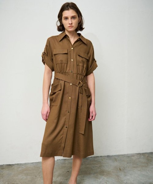 リネンタッチサファリドレス 