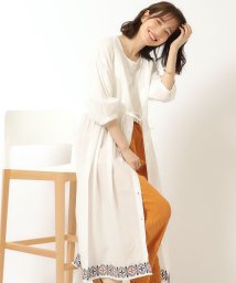 SHOO・LA・RUE(シューラルー)/さらりと着こなす インド綿 裾刺繍ワンピース/ホワイト（001）