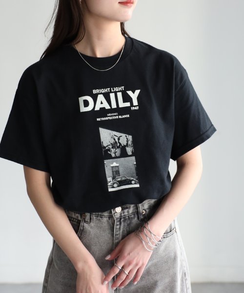 Riberry(リベリー)/DAILYフォトプリント半袖Tシャツ/ブラック