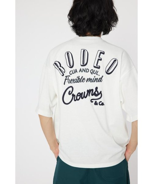 RODEO CROWNS WIDE BOWL(ロデオクラウンズワイドボウル)/メンズドッキングロゴニットTシャツ/O/WHT1