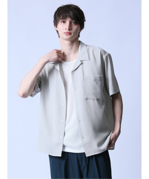 semanticdesign(セマンティックデザイン)/吸水速乾 アムンゼン オープンカラー半袖シャツ/グレー
