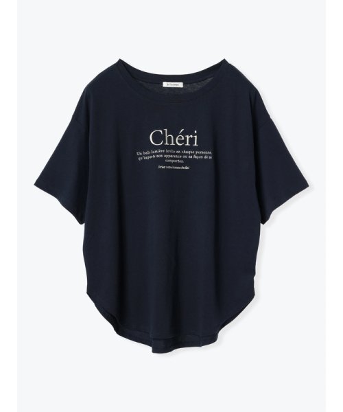 Re-J＆SUPURE(リジェイアンドスプル)/【接触冷感】Cheriロゴ刺繍Tシャツ/紺