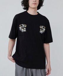 coen(coen)/刺繍ハッポウプリントTシャツ/BLACK