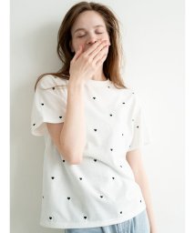 Lugnoncure(ルノンキュール)/【接触冷感】ハート刺繍Tシャツ/オフホワイト