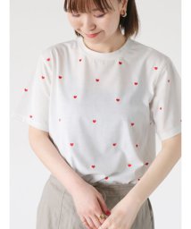 Lugnoncure(ルノンキュール)/【接触冷感】ハート刺繍Tシャツ/レッド